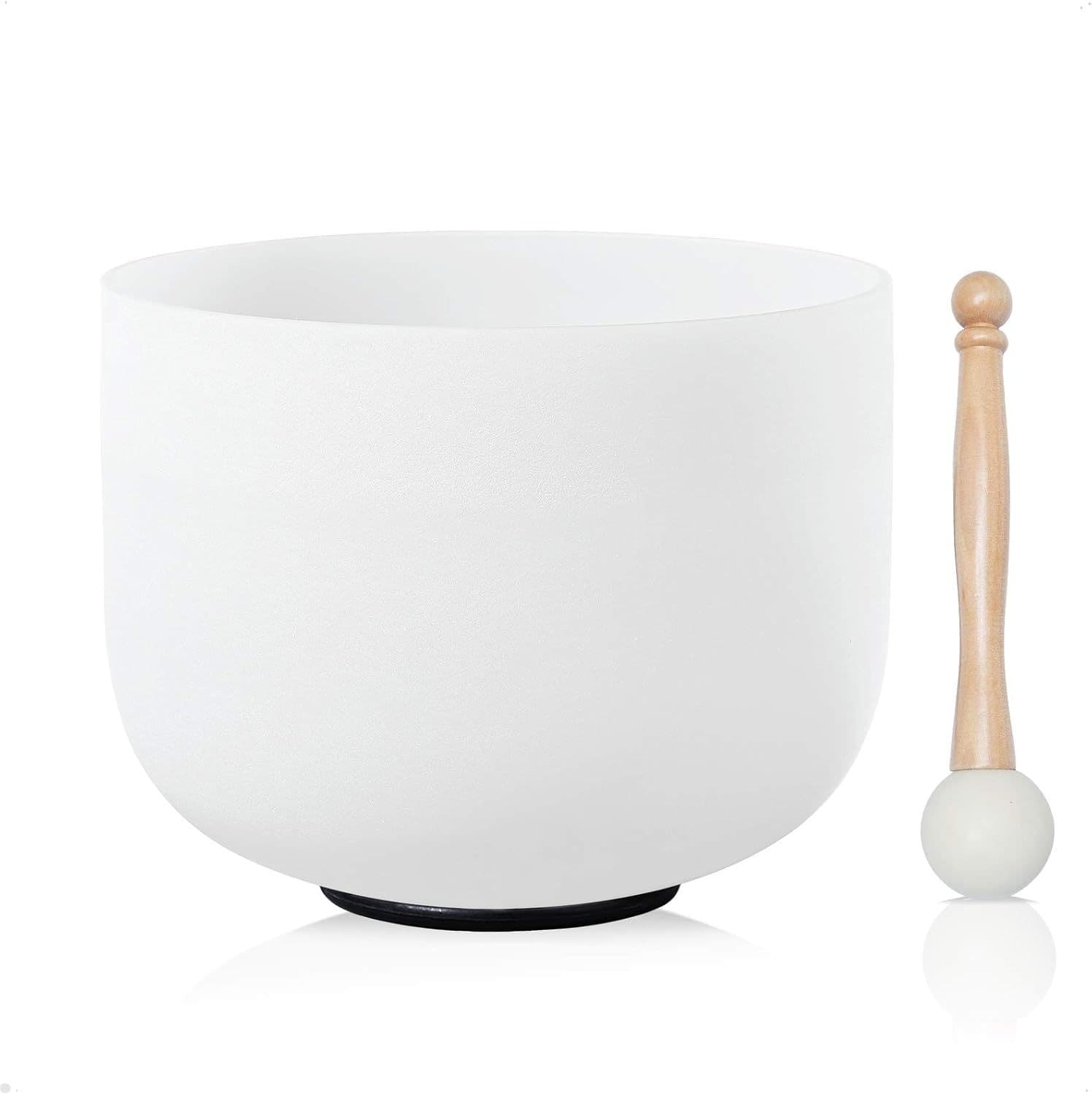 CVNC 8 inch Frosted Quartz Crystal Singing Bowl, C note